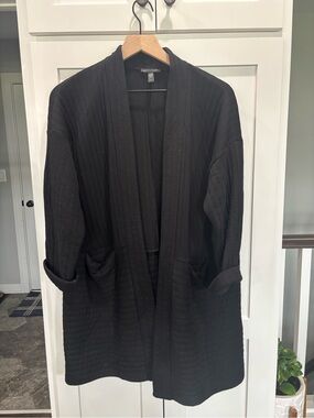 Eileen Fisher Black Knit Top with Open Neck